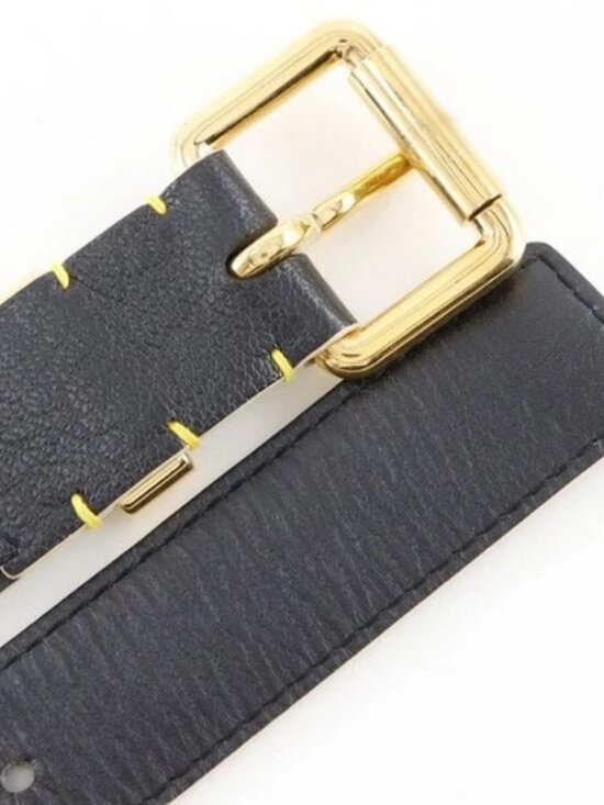 LOUIS VUITTON Ceinture Suhari belt M6869W Studs Noir black leather mens main image 8